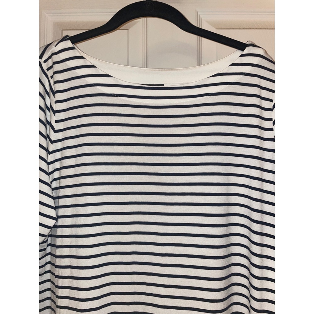 J. Jill Wearever Navy White Striped Boat Neck Long Sleeve Tunic Top M‎ KTP312591